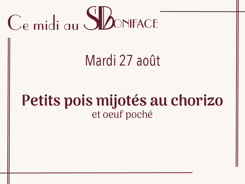 Petits pois mijotés au chorizo et oeuf poché