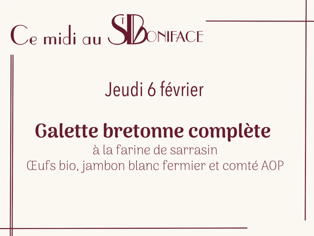 Galette bretonne complète à la farine de sarrasin, oeufs bio, jambon blanc fermier et comté AOP - 14€