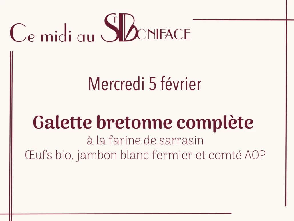 Galette bretonne complète à la farine de sarrasinŒufs bio, jambon blanc fermier et comté AOP