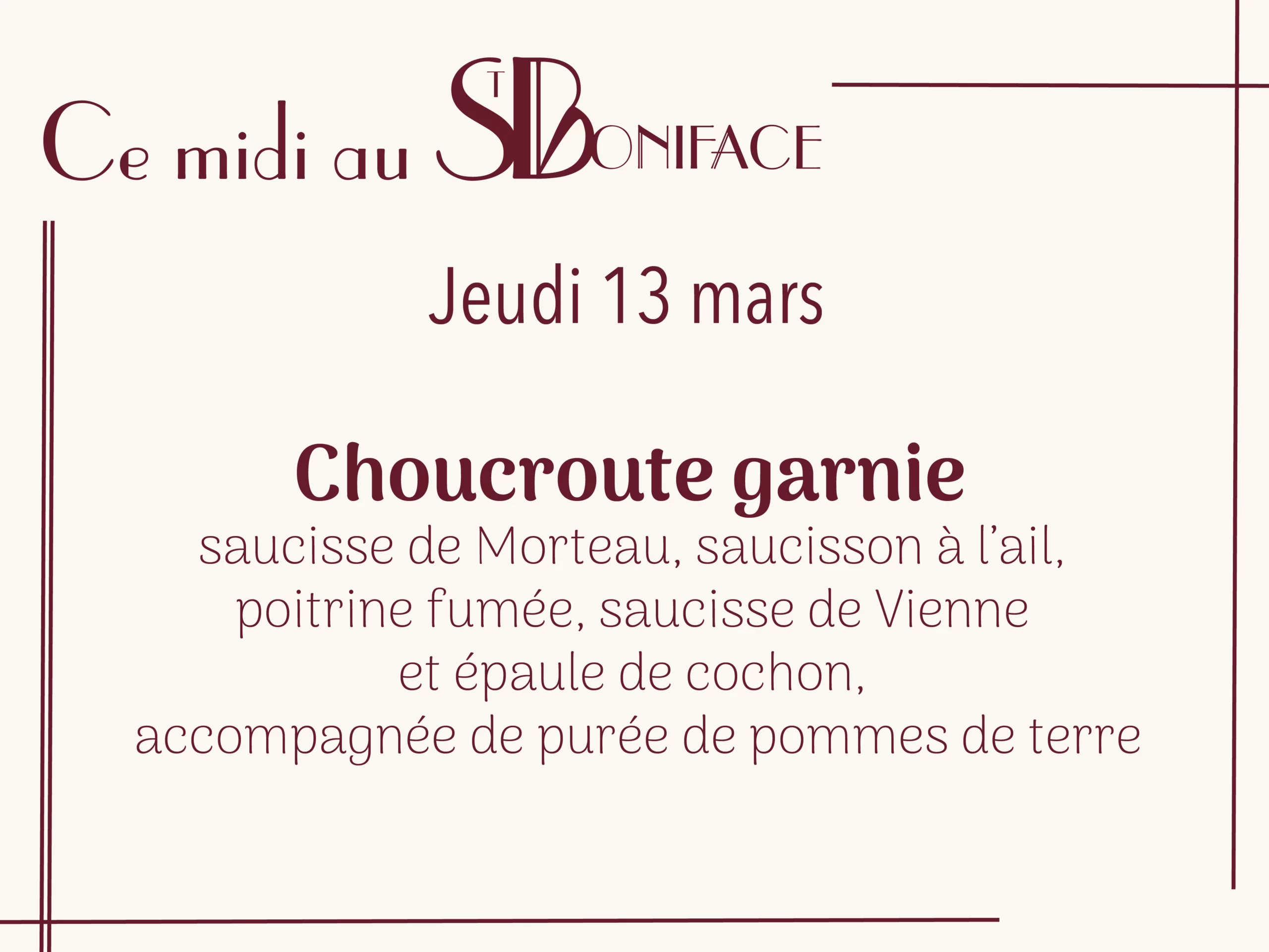 Plat du 13 mars : choucroute garnie