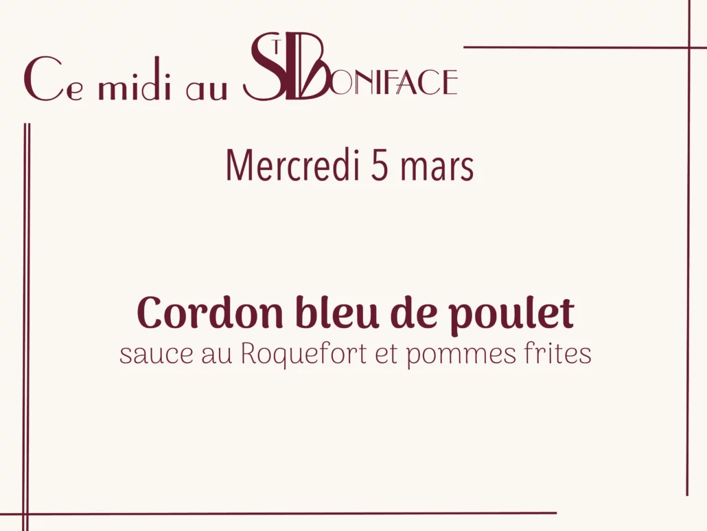 Cordon bleu de poulet, sauce au Roquefort et pommes frites