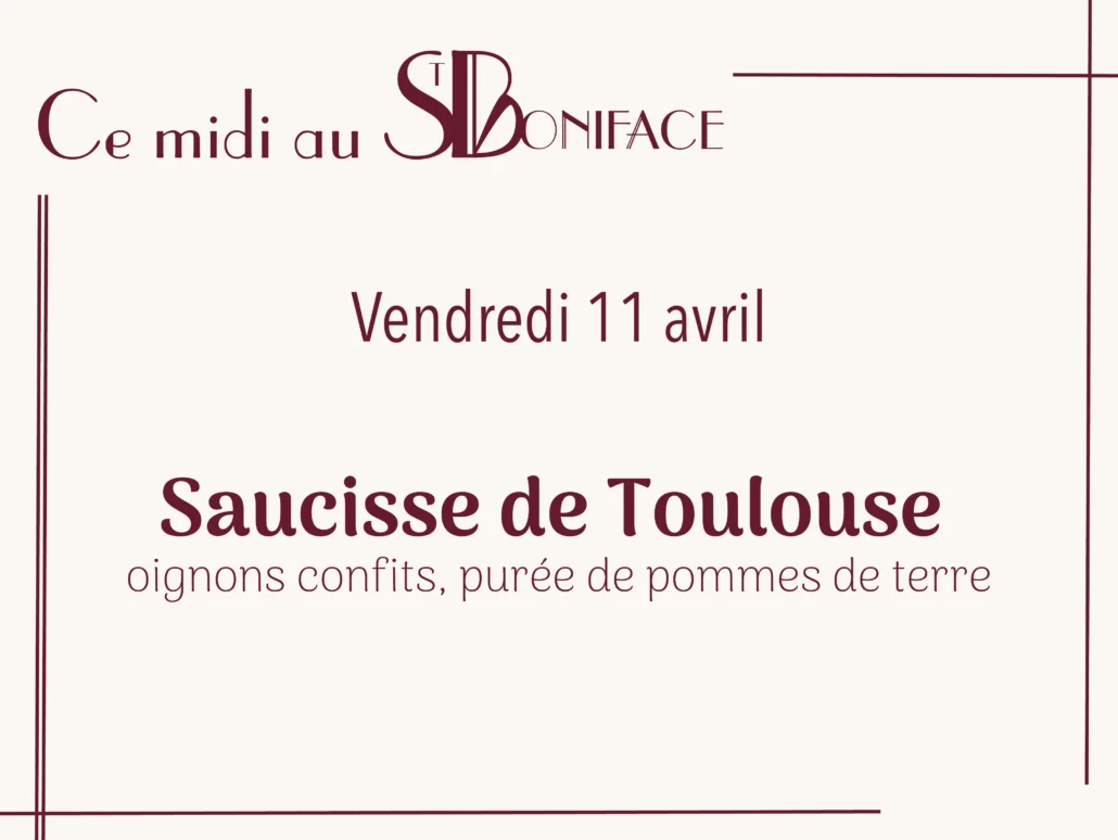Saucisse de Toulouse, oignons confits, purée de pommes de terre
