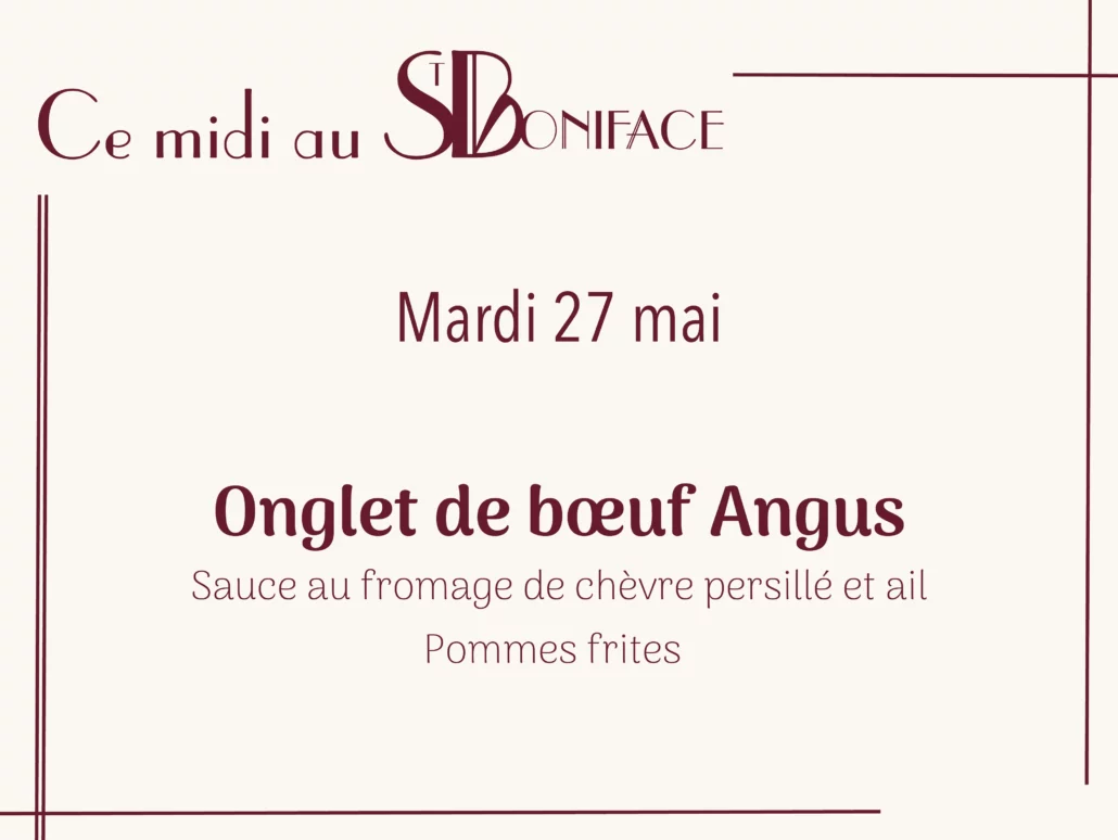 Onglet de bœuf Angus, sauce au fromage de chèvre persillé et ail, pommes frites