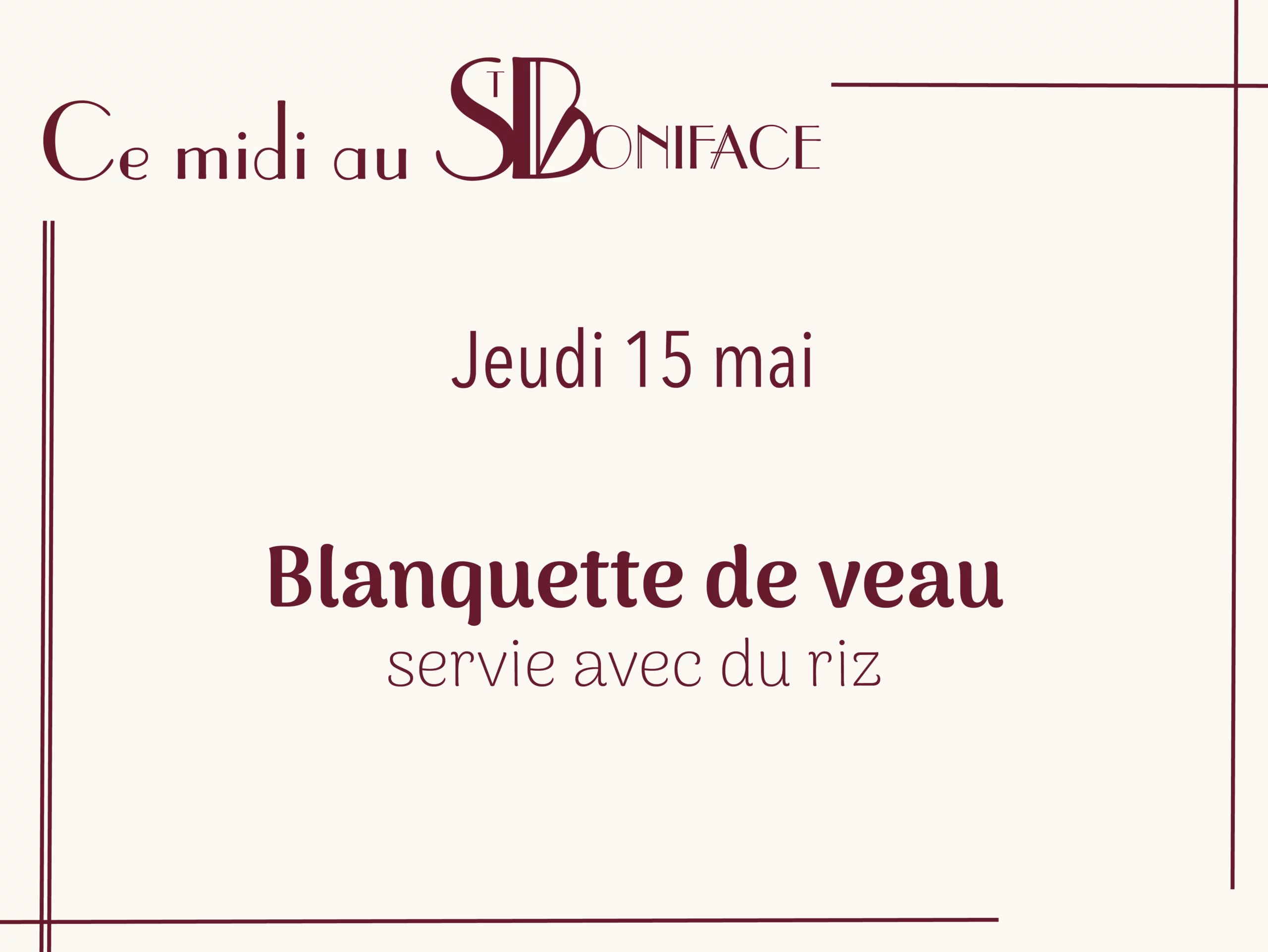 Plat du 15 mai : Blanquette de veau servie avec du riz