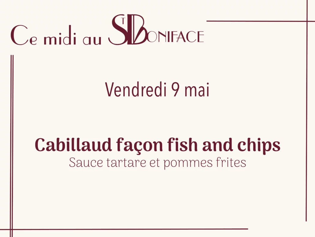 Cabillaud façon fish and chips, sauce tartare et pommes frites