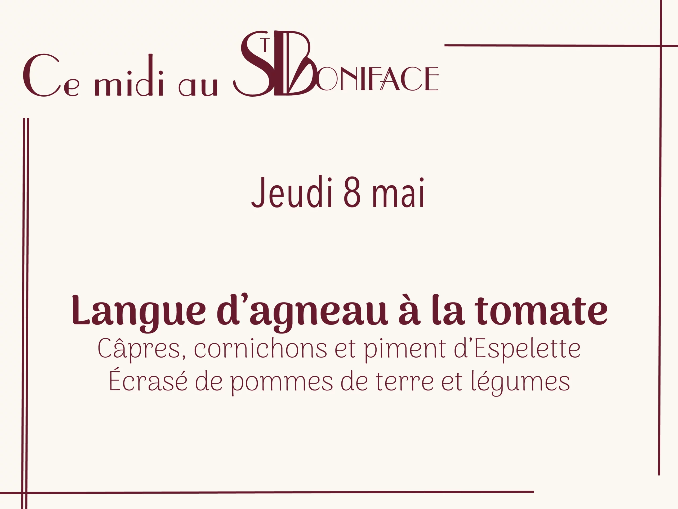 Plat du jeudi 8 mai : Langue d’agneau à la tomate