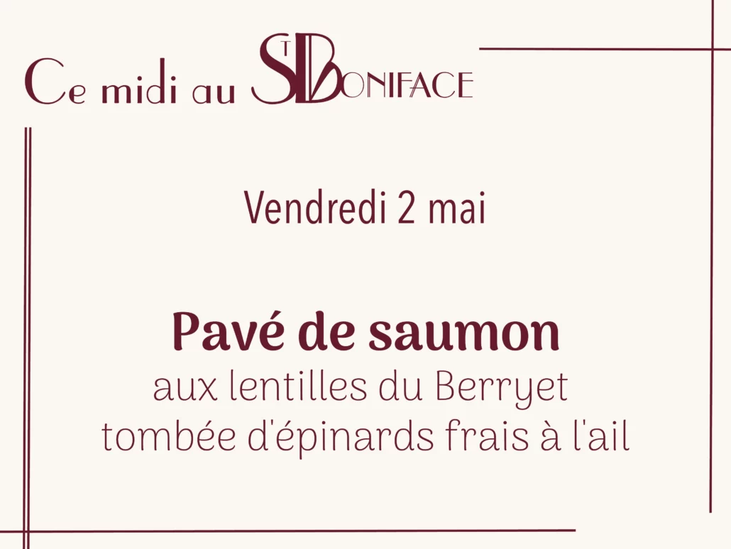 Pavé de saumon aux lentilles du Berry et tombée d'épinards frais à l'ail