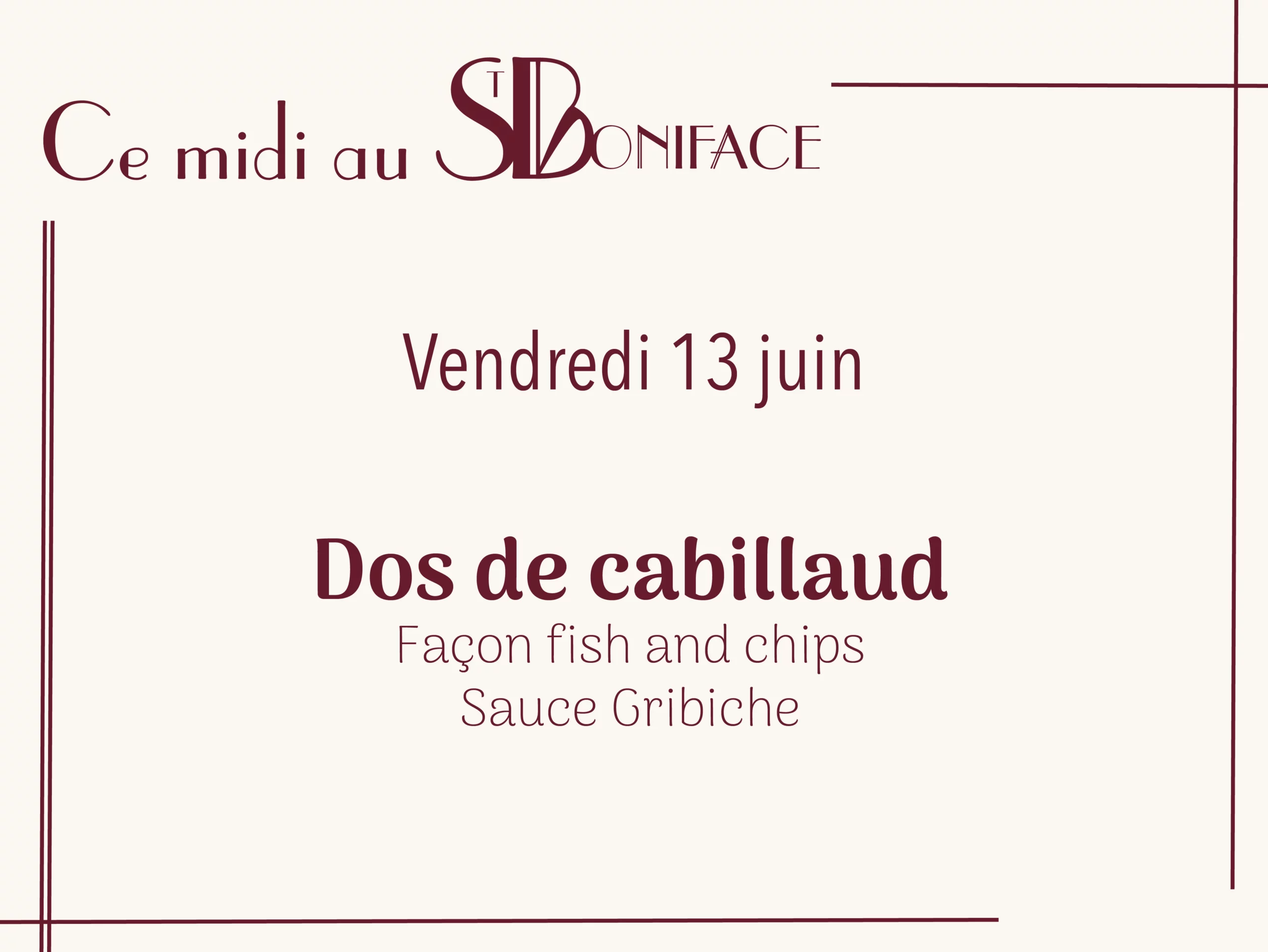 Plat du vendredi 13 juin : dos de cabillaud façon fish and chips