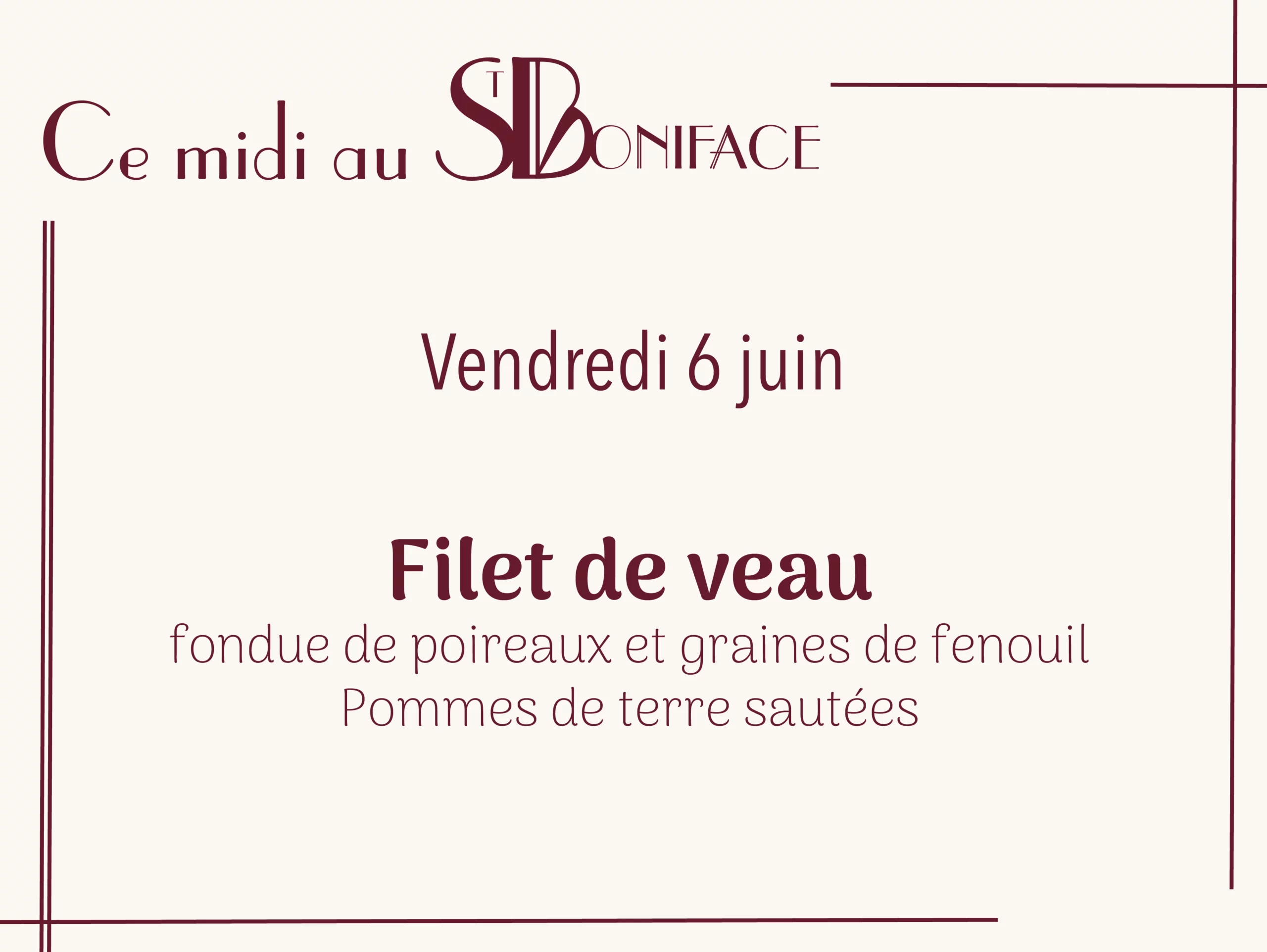 Plat du 6 juin : filet de veau