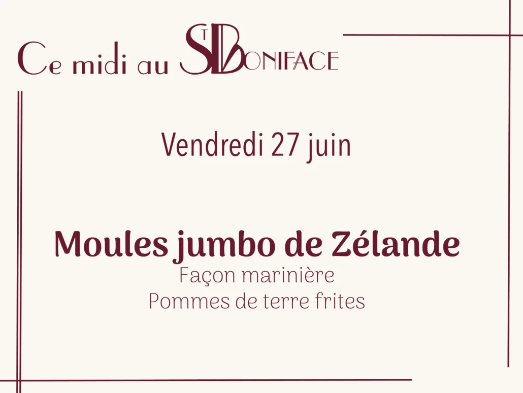 Moules jumbo de Zélande façon marinière, pommes de terre frites
