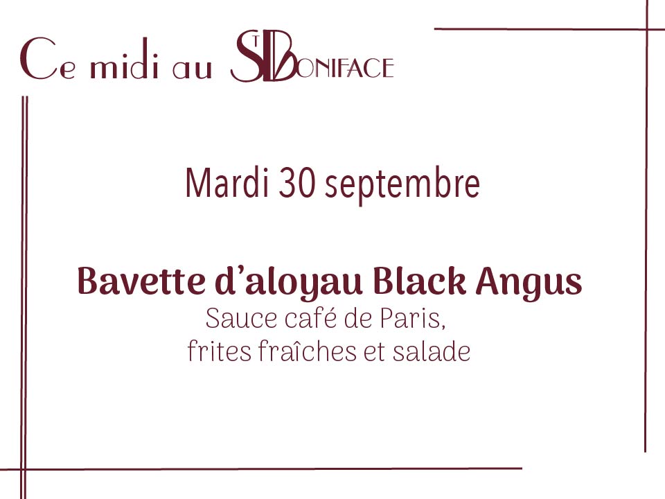 Bavette d’aloyau black Angus, sauce café de Paris, frites fraîches et salade