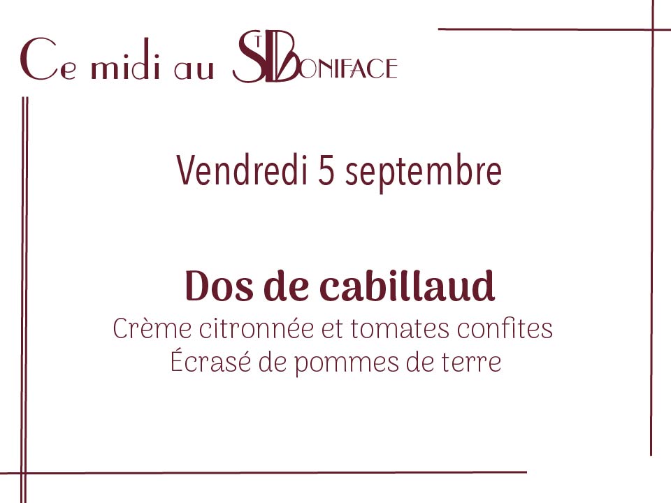 Dos de cabillaud, crème citronnée et tomates confites. Écrasé de pommes de terre