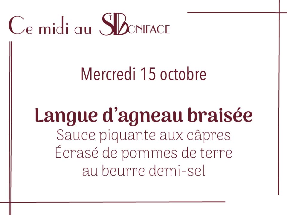 Langue d’agneau braisée, sauce piquante aux câpres, écrasé de pommes de terre au beurre demi-sel