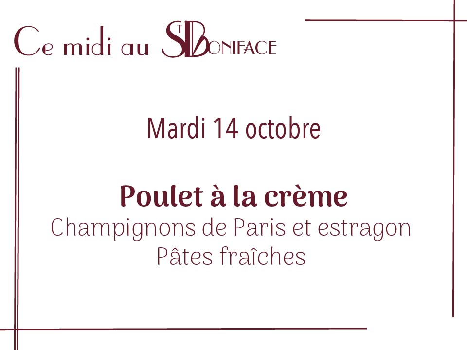 Poulet à la crème, champignons de Paris et estragon, pâtes fraîches