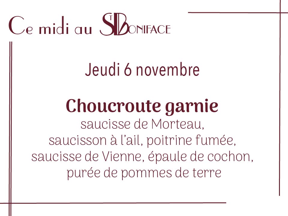 Choucroute garnie, saucisse de Morteau, saucisson à l’ail, poitrine fumée, saucisse de Vienne et épaule de cochon, accompagnée de purée de pommes de terre - 22€