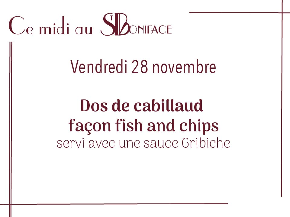 Dos de cabillaud façon fish and chips, servi avec une sauce Gribiche