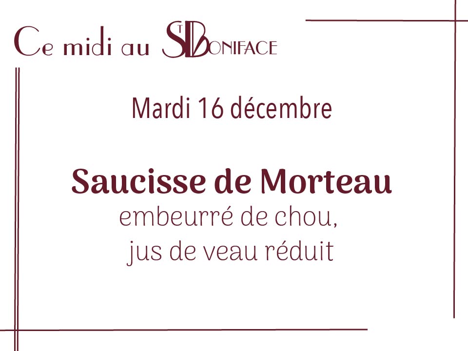Saucisse de Morteau, embeurré de chou, jus de veau réduit